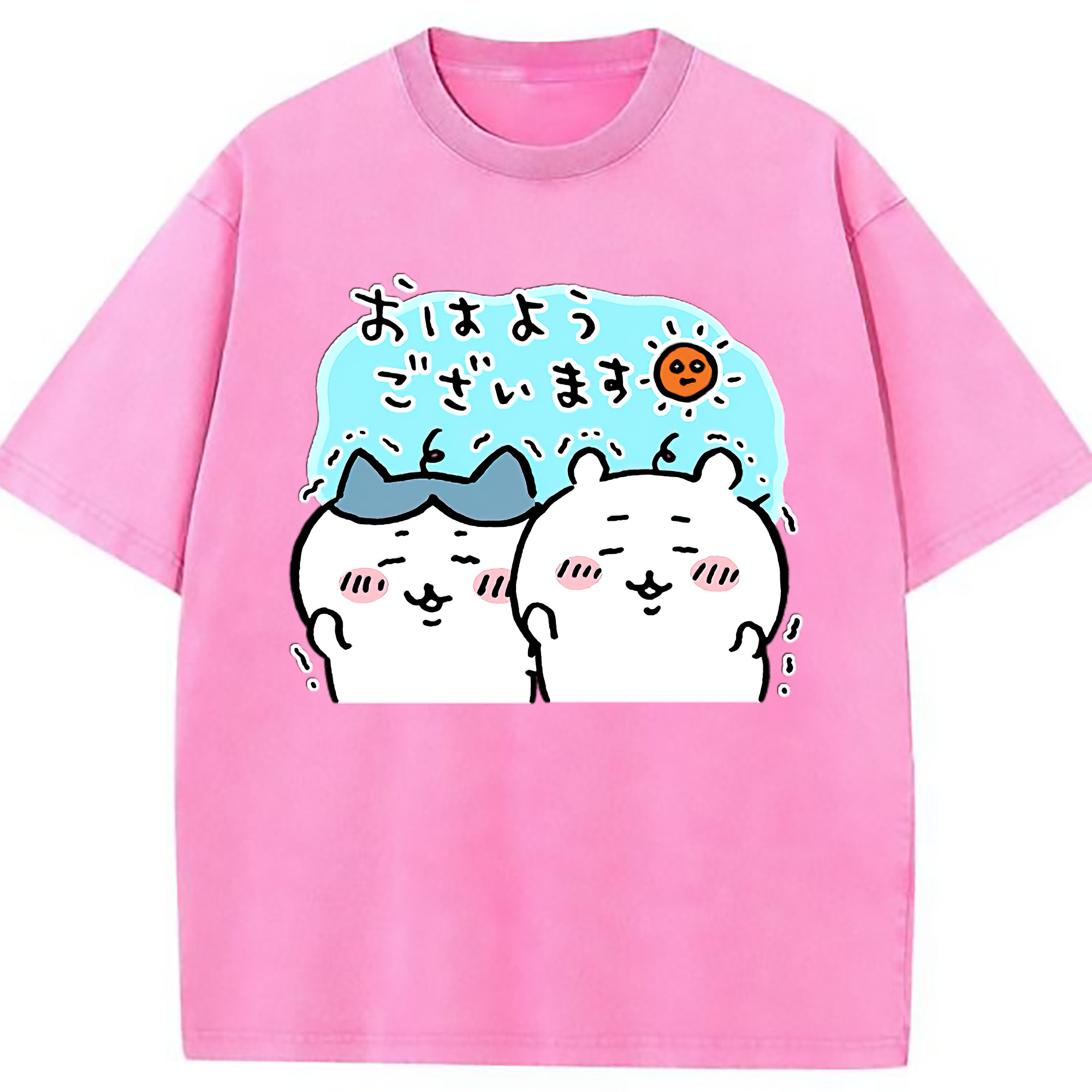 （画像用） ちいかわ ハチワレ Chii-kawa hachiware 綿100% ヴィンテージ風 半袖Tシャツ（フロントプリント）